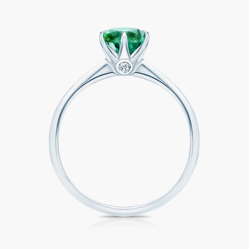 Pierścionek zaręczynowy The Journey: białe złoto, szmaragd